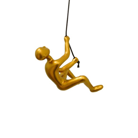 Climbing Man Home Decor Classic Wall-Art Sculpture | 1-Piece | Gold - Picture 1 of 5